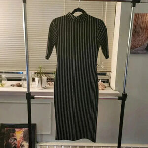 Zara-Black/White striped dress‎